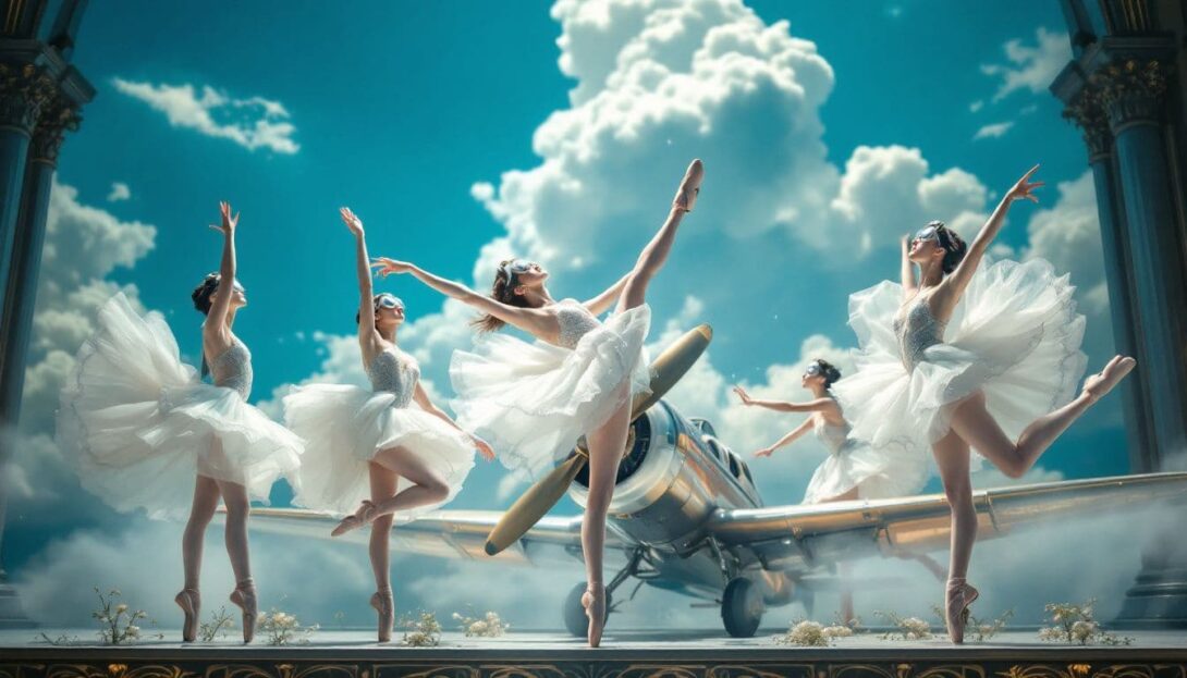 Ballet dancers performing a routine with precision and elegance.